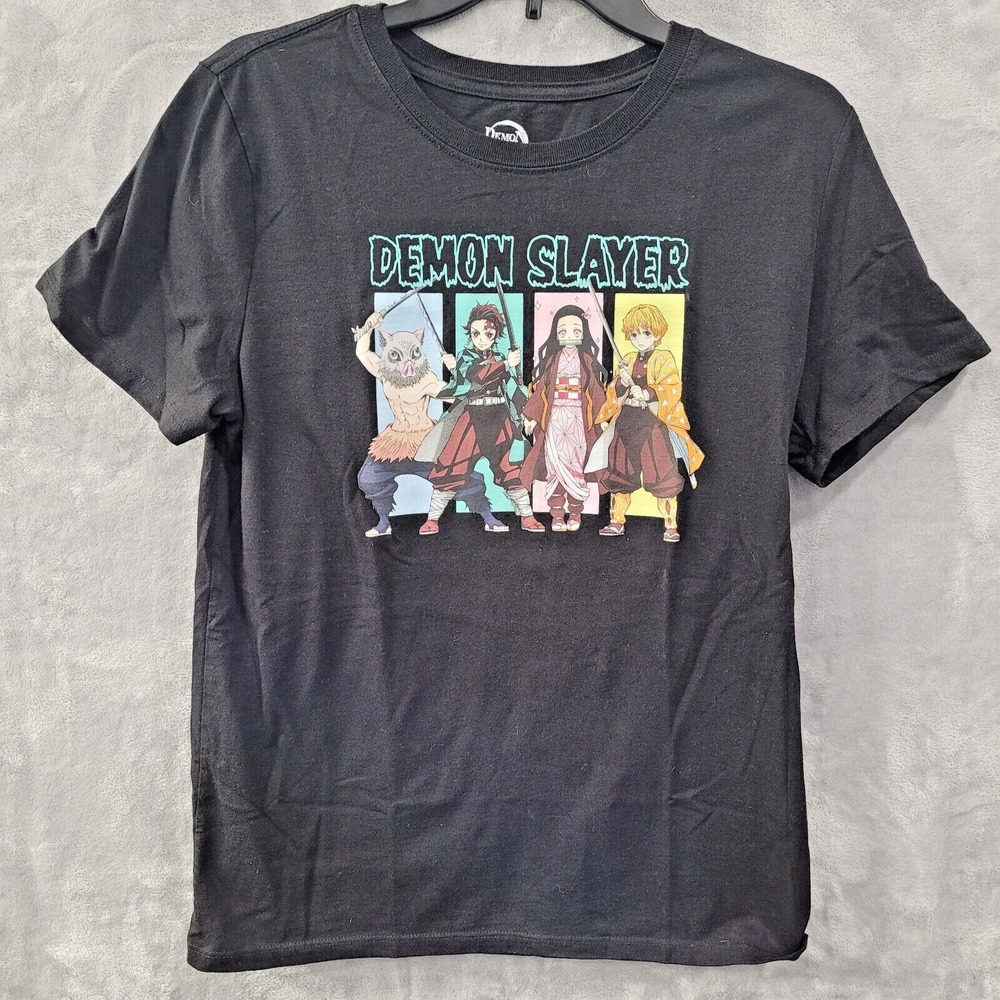 Demon Slayer Kimetsu no Yaiba Kids Graphic T-Shirt Black Size M Anime Tee